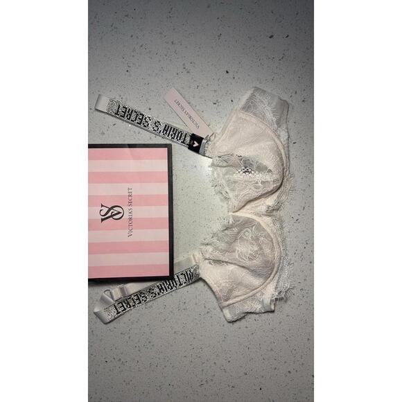 Victoria's Secret Very Sexy Wicked Unlined Lace Shine Strap Bra White Sz 34B NWT - Picture 1 of 2
